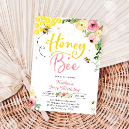 Honey One Honey Bee 1st Birthday Invitation 招待状