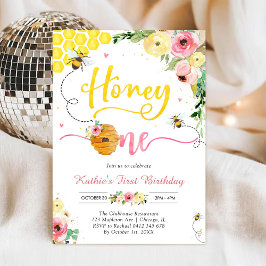 Honey One Honey Bee 1st Birthday Invitation 招待状
