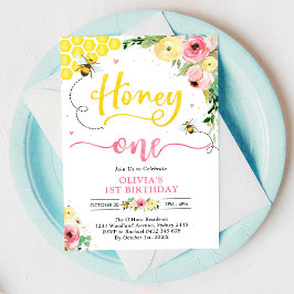 Honey One Honey Bee 1st Birthday Invitation 招待状
