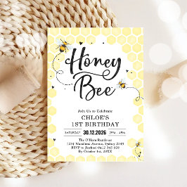 Honey One Honey Bee 1st Birthday Invitation 招待状