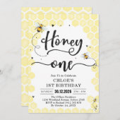 Honey One Honey Bee 1st Birthday Invitation 招待状 (正面/裏面)