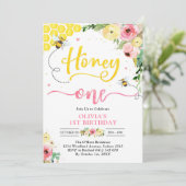 Honey One Honey Bee 1st Birthday Invitation 招待状 (スタンド正面)