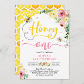 Honey One Honey Bee 1st Birthday Invitation 招待状 (正面/裏面)