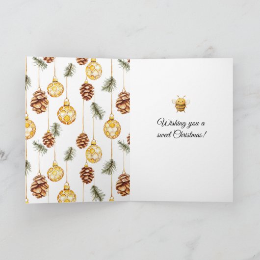 Honey Ornaments Happy Bees Christmas Pine Cones カード (内部)