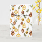 Honey Ornaments Happy Bees Christmas Pine Cones カード (黄色い花)