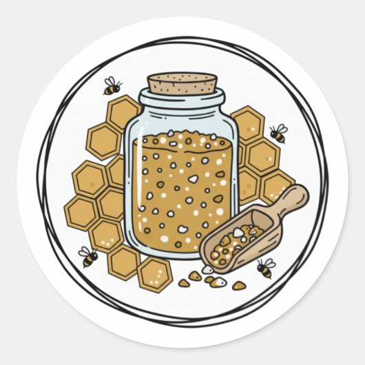 Honey Sugar Scrub Label Illustration | Honeycomb  ラウンドシール (正面)