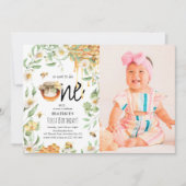 Honey 'Sweet to Bee ONE' 1st Birthday Photo 招待状 (正面)