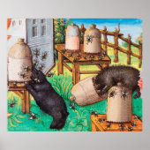 HONEY THIEF BEARS,BEES,BEE HIVES Medieval Apiarist ポスター (正面)