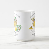 Honey w Cute Bees Lemon Floral n Foliage コーヒーマグカップ (中央)