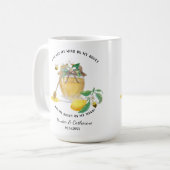 Honey w Cute Bees Lemon Floral n Foliage コーヒーマグカップ (正面左)
