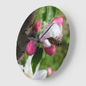 Honeybee & Apple Blossom | Fine Art Glass Clock ラージ壁時計 (傾斜)