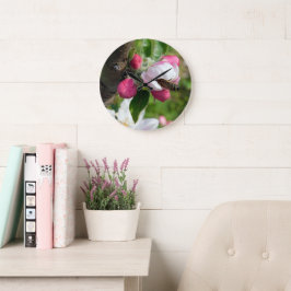Honeybee & Apple Blossom | Fine Art Glass Clock ラージ壁時計