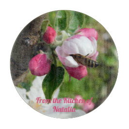 Honeybee & Apple Blossom Glass Cutting Board カッティングボード