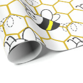Honeybee Honeycomb Black Yellow White Pattern ラッピングペーパー (ロールコーナー)