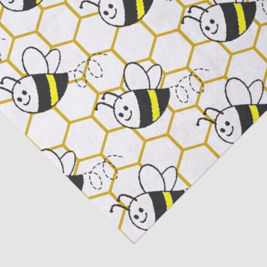 Honeybee Honeycomb Black Yellow White Pattern  薄葉紙 (詳細)