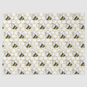 Honeybee Honeycomb Black Yellow White Pattern  薄葉紙 (正面)