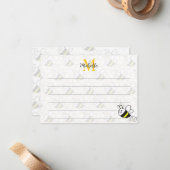 Honeybee Honeycomb Drawing Custom Lined Monogram ノートカード (正面/裏面インサイチュ)