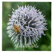 Honeybee on Globe Thistle Floral タイル (正面)