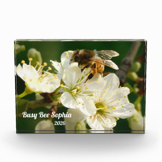 Honeybee & White Plum Macro | Custom Photo Block フォトブロック (正面)