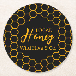 Honeycomb – Black or White Background ラウンドペーパーコースター