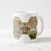 Honeycomb Collage pattern, Athens Landmarks ジャンボコーヒーマグカップ (正面右)