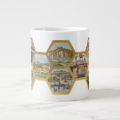 Honeycomb Collage pattern, Athens Landmarks ジャンボコーヒーマグカップ (正面)
