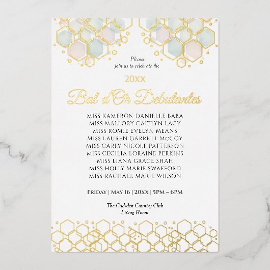 Honeycomb Corporate Elegance Gold Geometric  箔シーズンカード (正面)