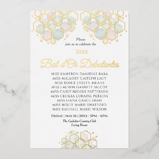 Honeycomb Corporate Elegance Gold Geometric  箔シーズンカード (正面)