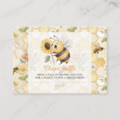 Honeycomb Floral Bee Baby Shower Diaper Raffle エンクロージャーカード (正面)