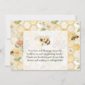 Honeycomb Floral Bee Classy Custom Baby Shower サンキューカード (裏面)