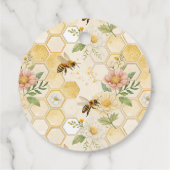 Honeycomb Floral Bee Custom Name Baby Shower フェイバータグ (裏面)
