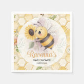 Honeycomb Floral Bee Personalized Baby Shower スタンダードカクテルナプキン (正面)