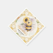 Honeycomb Floral Bee Personalized Baby Shower スタンダードカクテルナプキン (角)