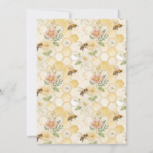 Honeycomb Floral Bee Personalized Baby Shower 招待状 (裏面)