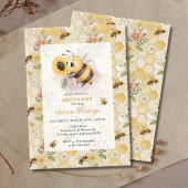 Honeycomb Floral Bee Personalized Baby Shower 招待状