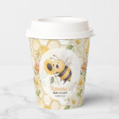 Honeycomb Floral Bee Personalized Baby Shower 紙コップ (裏面)