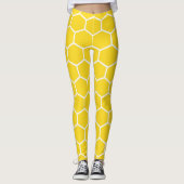 Honeycomb Geometric White Lines Bumblebee レギンス (正面)