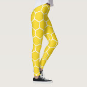 Honeycomb Geometric White Lines Bumblebee レギンス (右)
