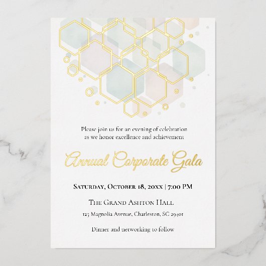 Honeycomb Gold Foil Corporate Gala Business Event 箔シーズンカード (正面)