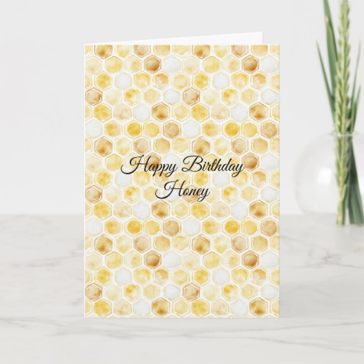 Honeycomb Gold Yellow Birthday カード (正面)