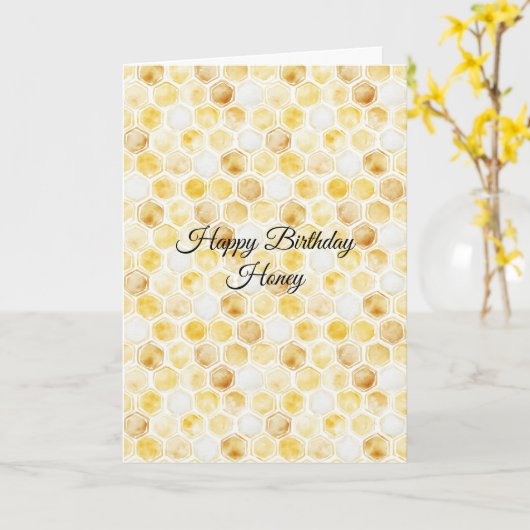Honeycomb Gold Yellow Birthday カード (黄色い花)
