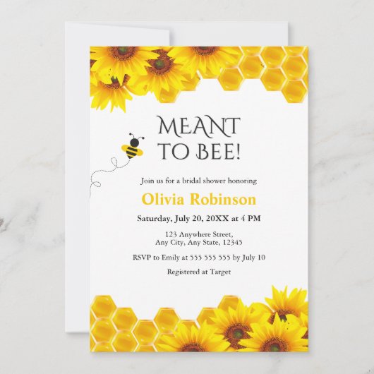 Honeycomb Meant to Bee Bridal Shower  招待状 (正面)