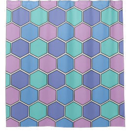 Honeycomb Pattern Pastels シャワーカーテン