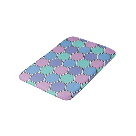 Honeycomb Pattern Pastels バスマット (アングル)