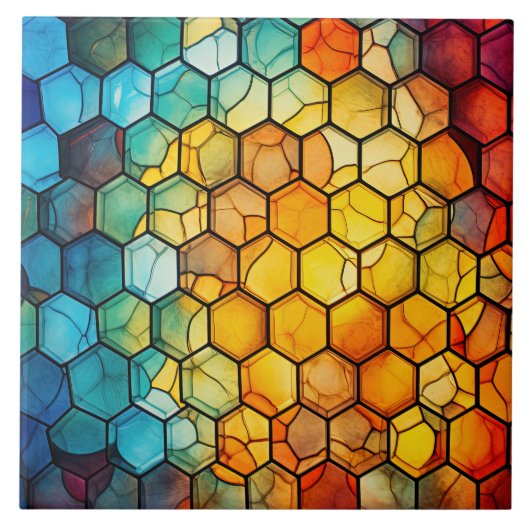 Honeycomb Stained Glass  タイル (正面)