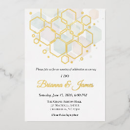 Honeycomb Wedding  Gold Foil Modern Geometric  箔シーズンカード