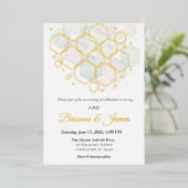 Honeycomb Wedding  Gold Foil Modern Geometric  箔シーズンカード (立ち正面)