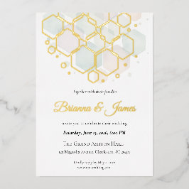 Honeycomb Wedding  Gold Foil Modern Geometric  箔シーズンカード