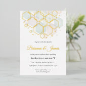 Honeycomb Wedding  Gold Foil Modern Geometric  箔シーズンカード (立ち正面)