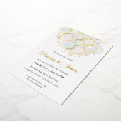 Honeycomb Wedding  Gold Foil Modern Geometric  箔シーズンカード (回転した状態)